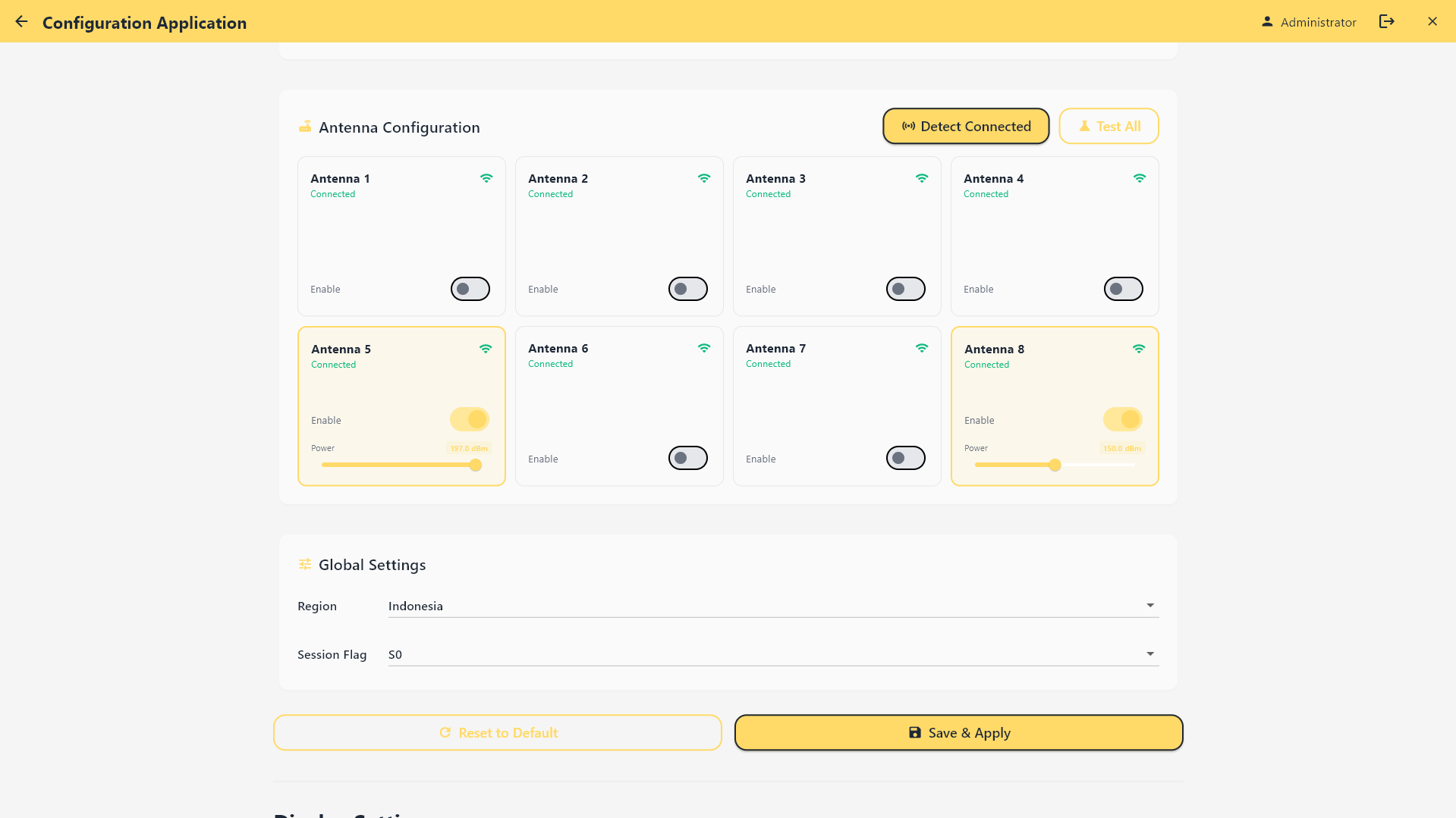 Reader Configuration - Antenna & Global Settings